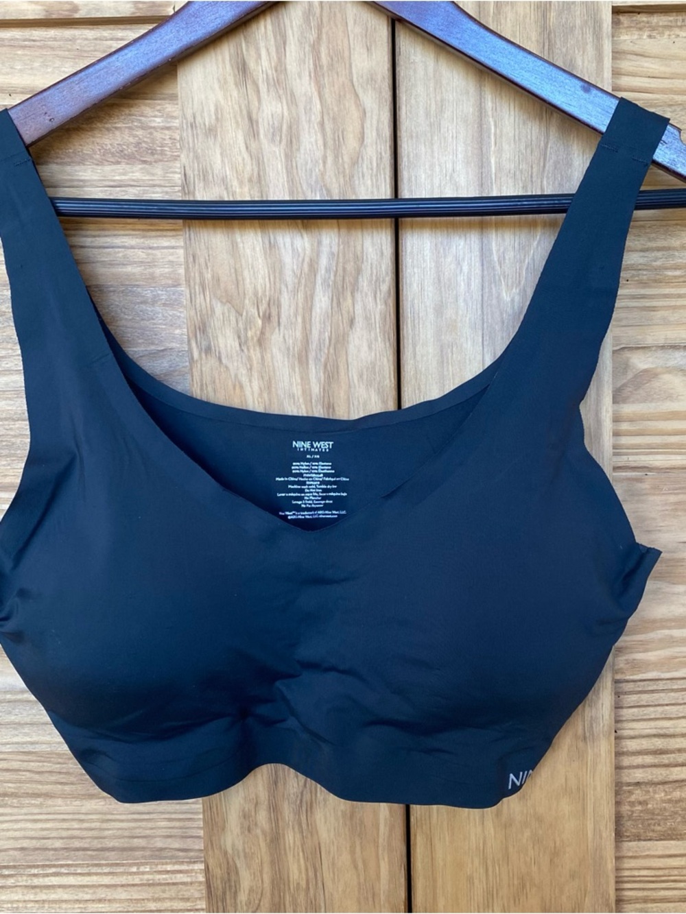 Nine West Black Wireless Scoop Bralette with Wide Straps Womens XL